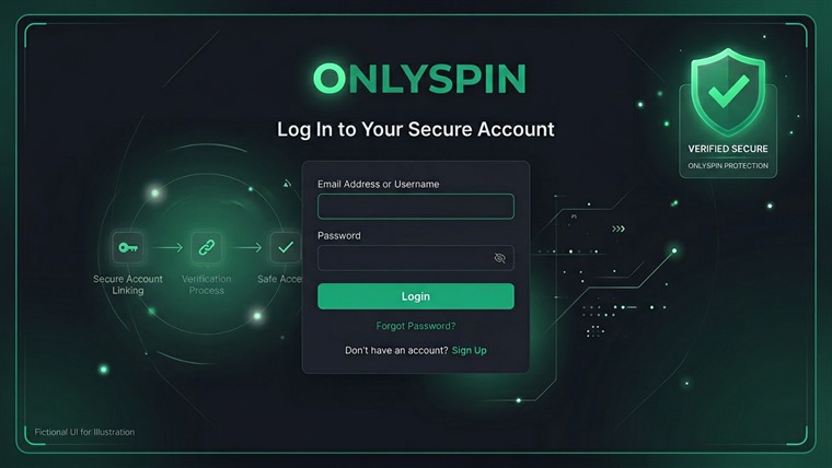 OnlySpin Platform Giriş Ekranı ve Link Doğrulama Görseli